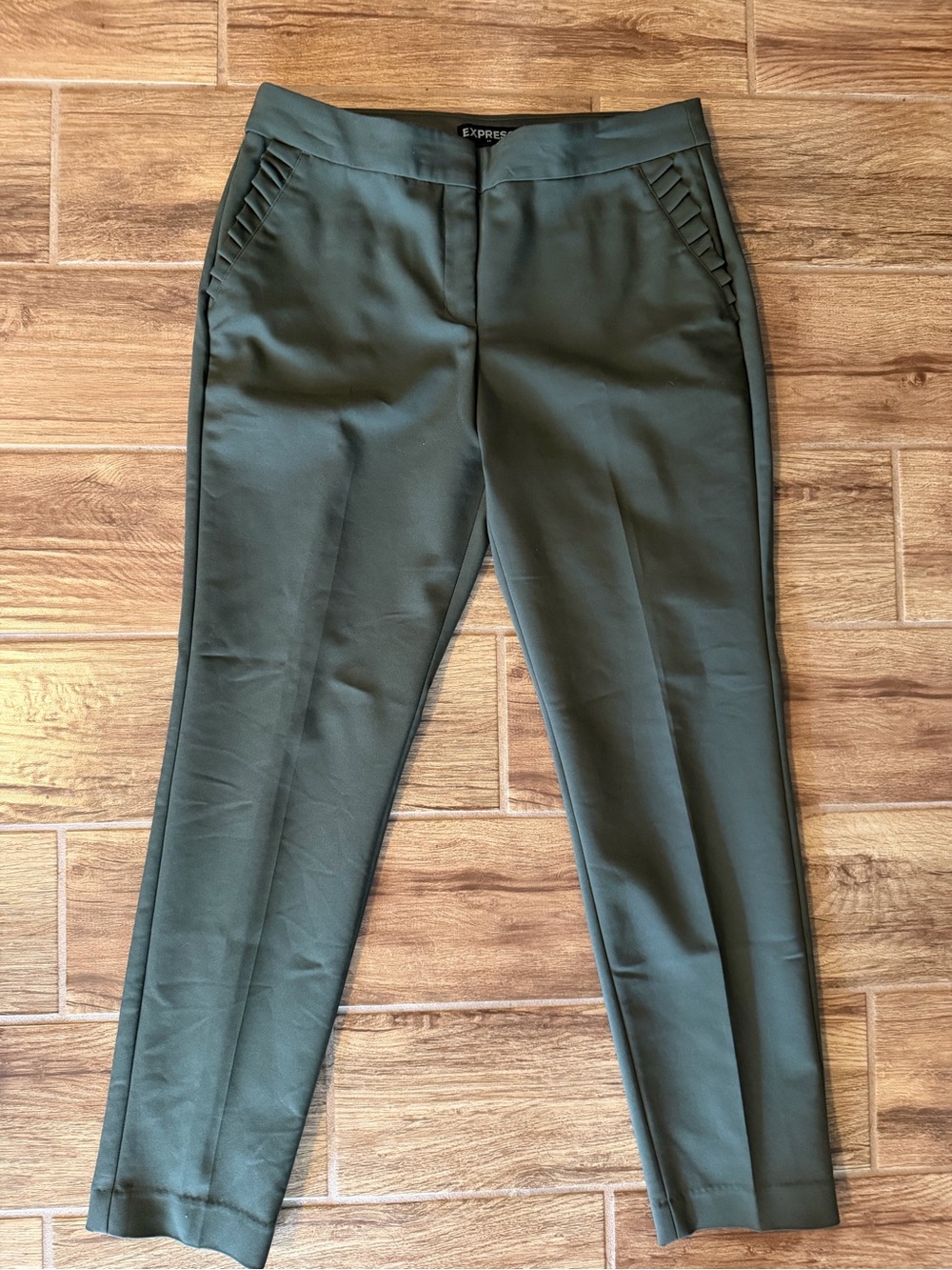 Express Olive Green Columnist Ankle Dress Pants